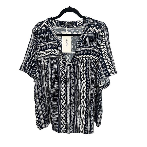 Bloomchic Geometric Print Top Navy - Picture 2 of 6